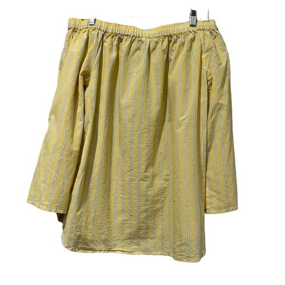 BeachLunchLounge Large Yellow Stripe Tie Sleeve Boho Off the Shoulder Top Y - Picture 3 of 5